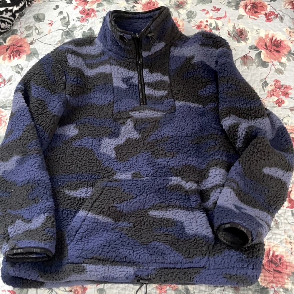 Blue Camo Victoria Secret Sherpa